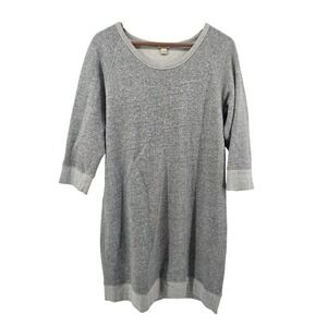 J.Crew Gray Sweatshirt Dress Size L 3/4 Sleeve Crew Neck Shift Knit